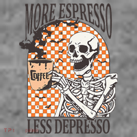 More Espresso Less Depresso Coffee Drink Skeleton Halloween Toddler Hoodie thumb 2