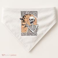 More Espresso Less Depresso Coffee Drink Skeleton Halloween USA-Made Doggie Bandana thumb 0