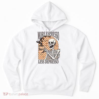 More Espresso Less Depresso Coffee Drink Skeleton Halloween Hoodie