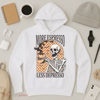 More Espresso Less Depresso Coffee Drink Skeleton Halloween Hoodie thumb 3