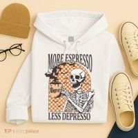 More Espresso Less Depresso Coffee Drink Skeleton Halloween Hoodie thumb 4