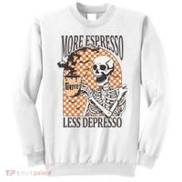More Espresso Less Depresso Coffee Drink Skeleton Halloween Sweatshirt thumb 0