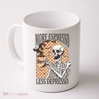 More Espresso Less Depresso Coffee Drink Skeleton Halloween Coffee Mug thumb 0