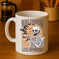 More Espresso Less Depresso Coffee Drink Skeleton Halloween Coffee Mug thumb 4