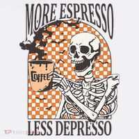 More Espresso Less Depresso Coffee Drink Skeleton Halloween Beanie thumb 2