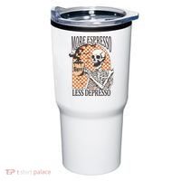 More Espresso Less Depresso Coffee Drink Skeleton Halloween Tumbler thumb 0