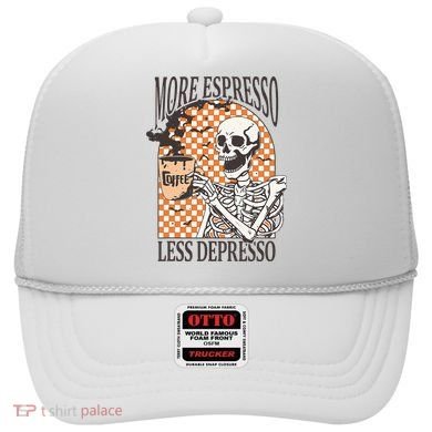 More Espresso Less Depresso Coffee Drink Skeleton Halloween Hat