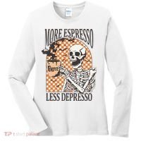 More Espresso Less Depresso Coffee Drink Skeleton Halloween Women's Long Sleeve Shirt thumb 0