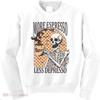 More Espresso Less Depresso Coffee Drink Skeleton Halloween Kids Sweatshirt thumb 0