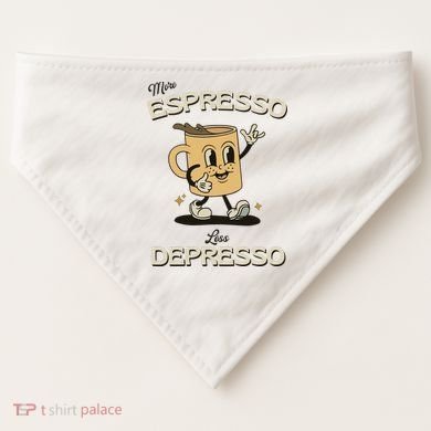 More Espresso Less Depresso Coffee Lover USA-Made Doggie Bandana
