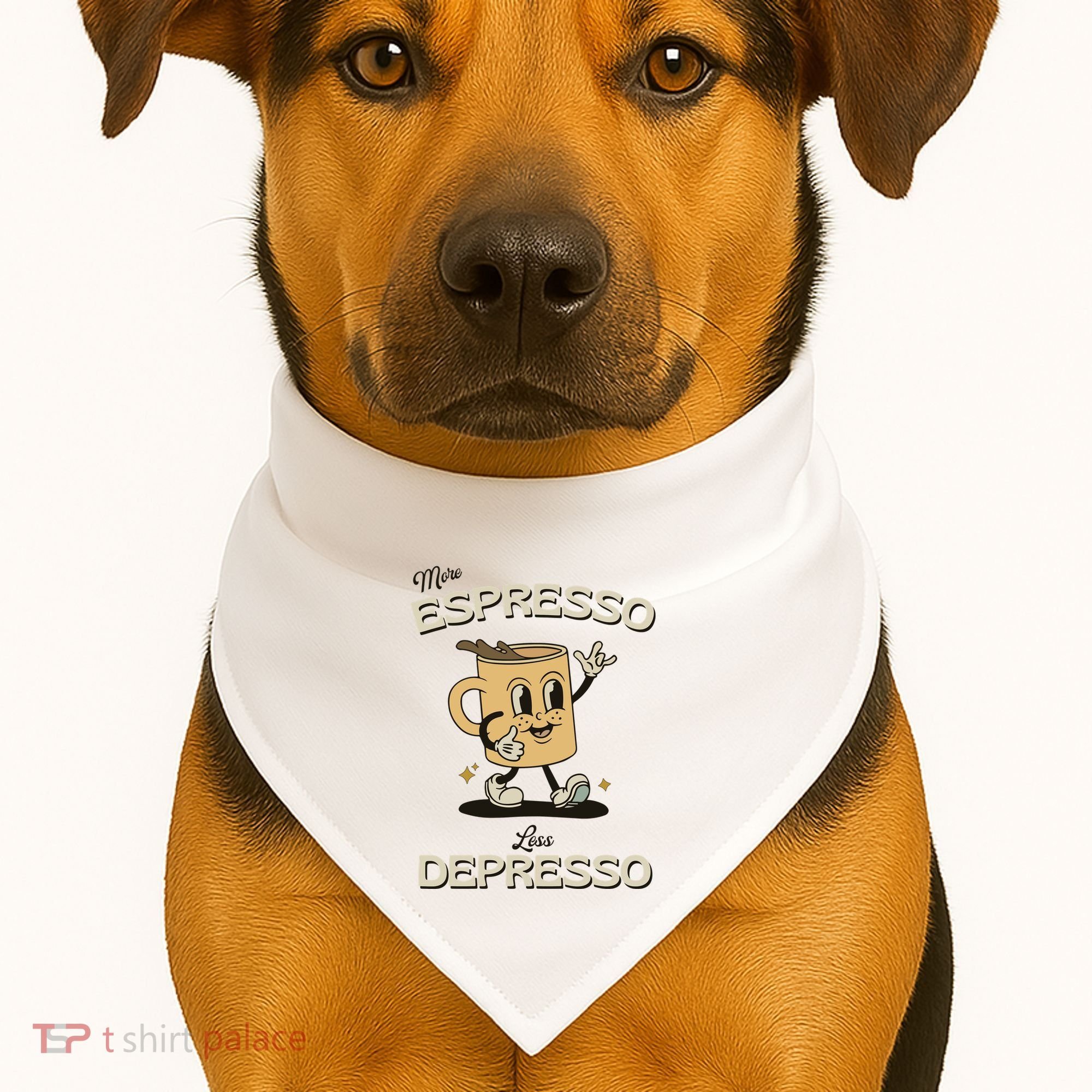 More Espresso Less Depresso Coffee Lover USA-Made Doggie Bandana