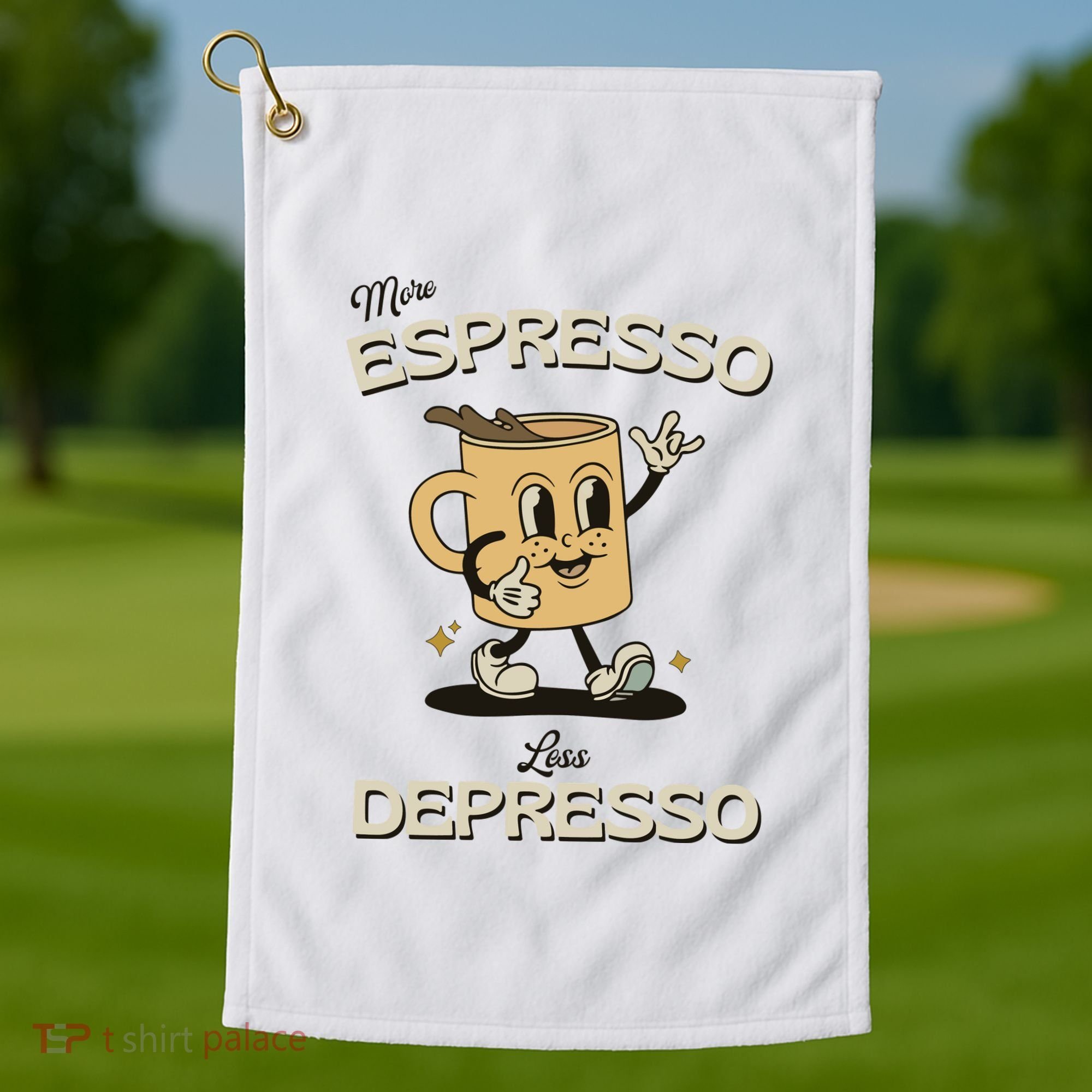 More Espresso Less Depresso Coffee Lover Golf Towel