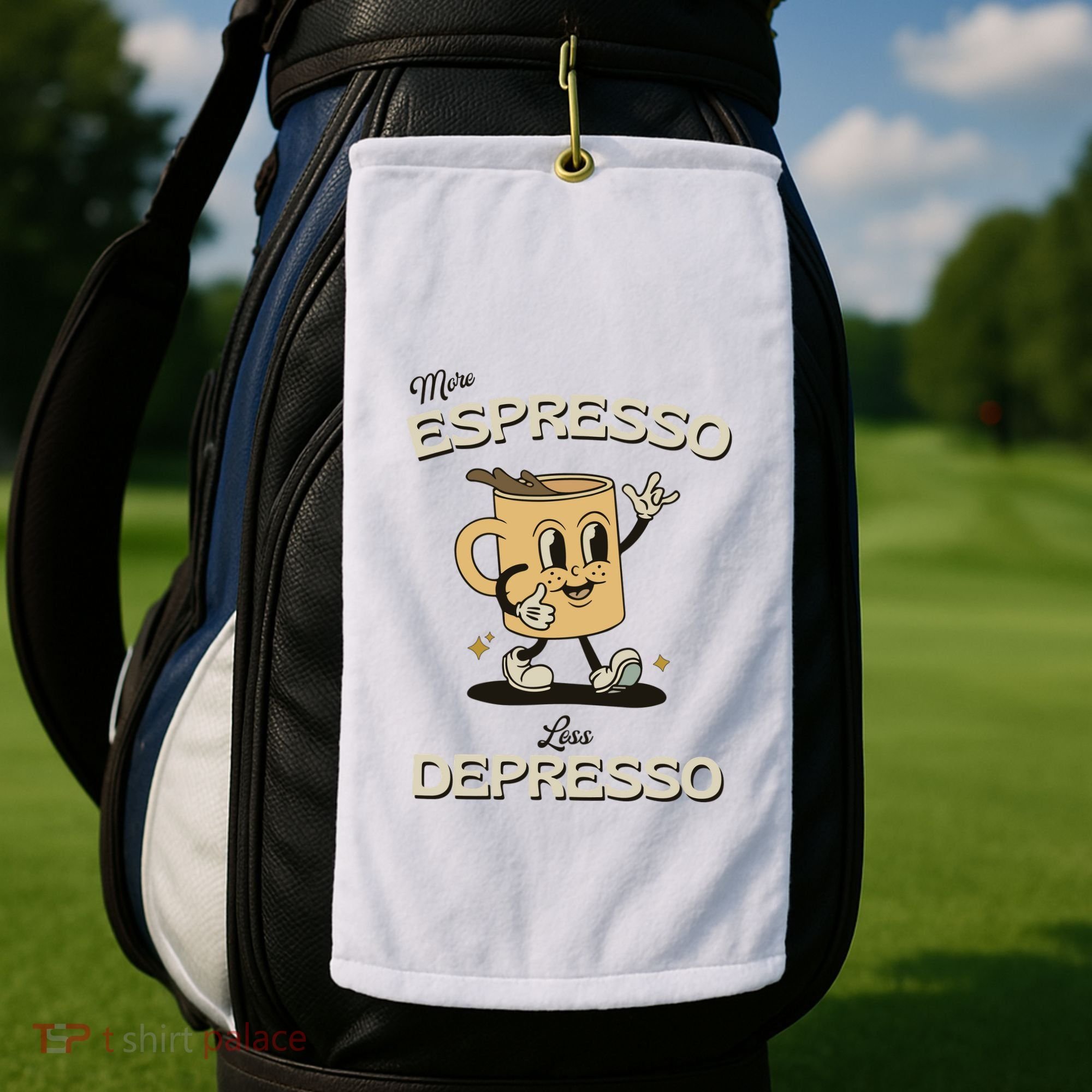 More Espresso Less Depresso Coffee Lover Golf Towel
