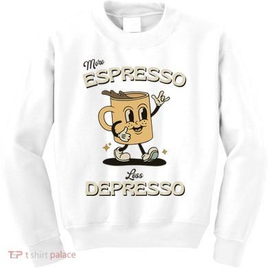 More Espresso Less Depresso Coffee Lover Kids Sweatshirt