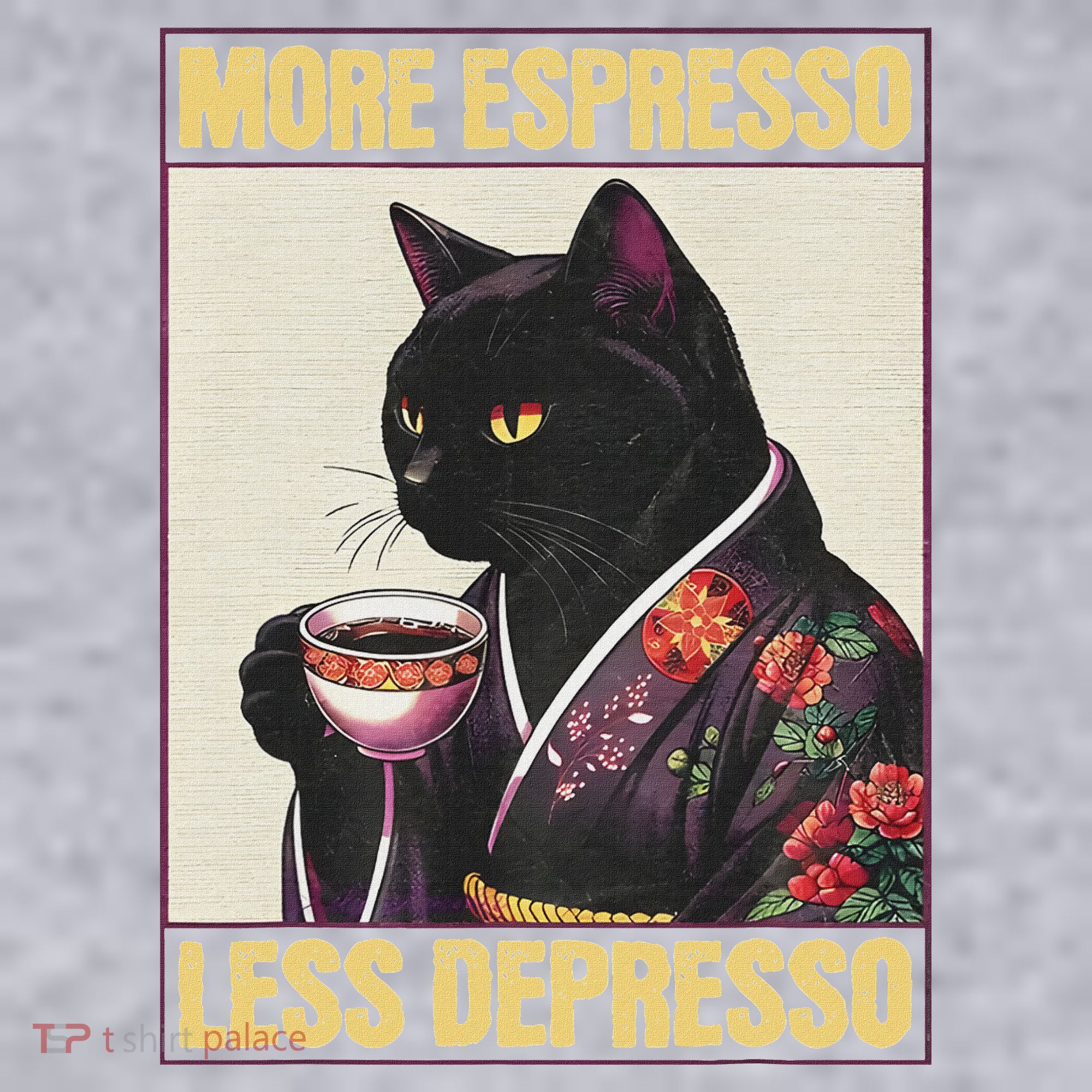 More Espresso Less Depresso Kimono Cat Japanese Women's Sweatshirt