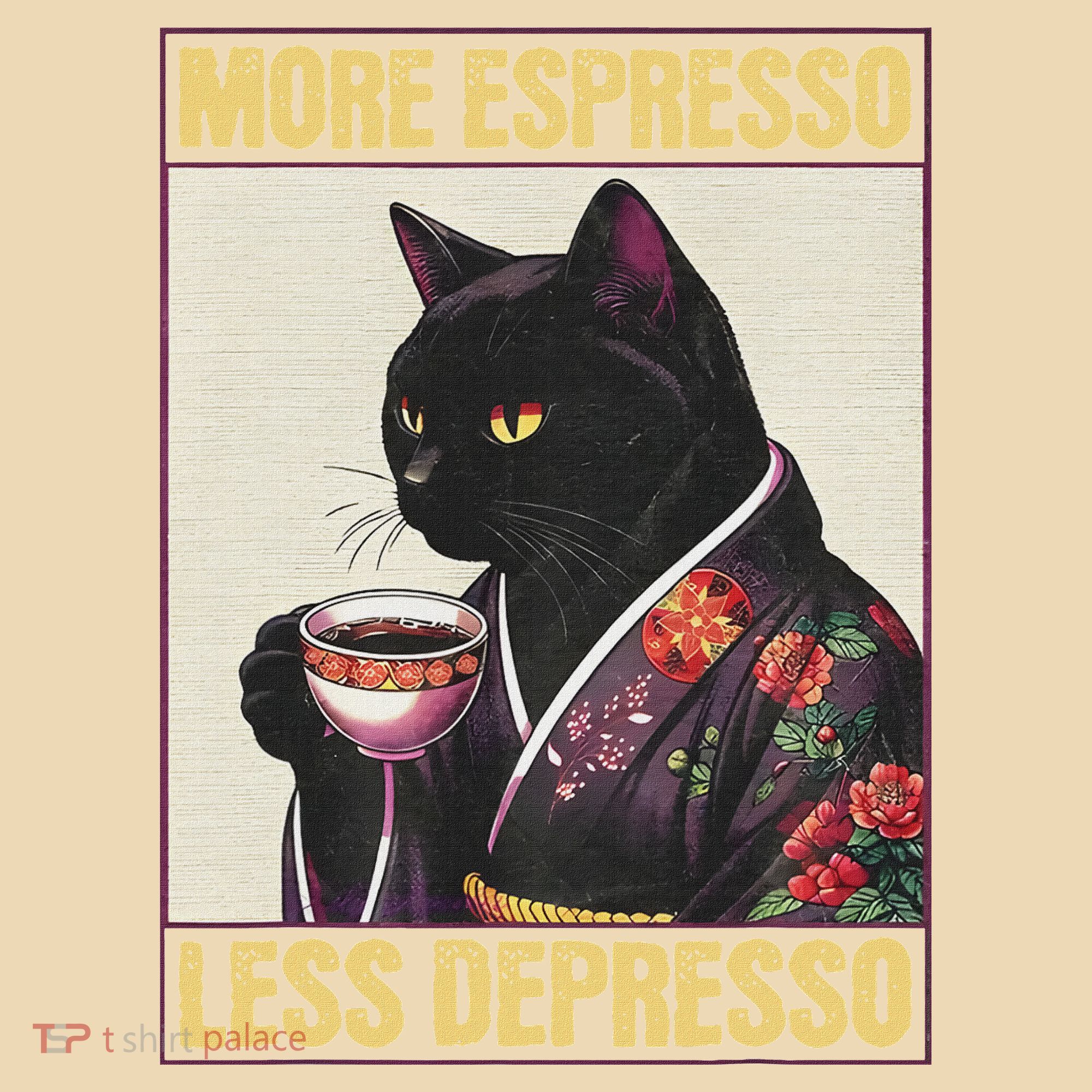 More Espresso Less Depresso Kimono Cat Japanese Tote Bag