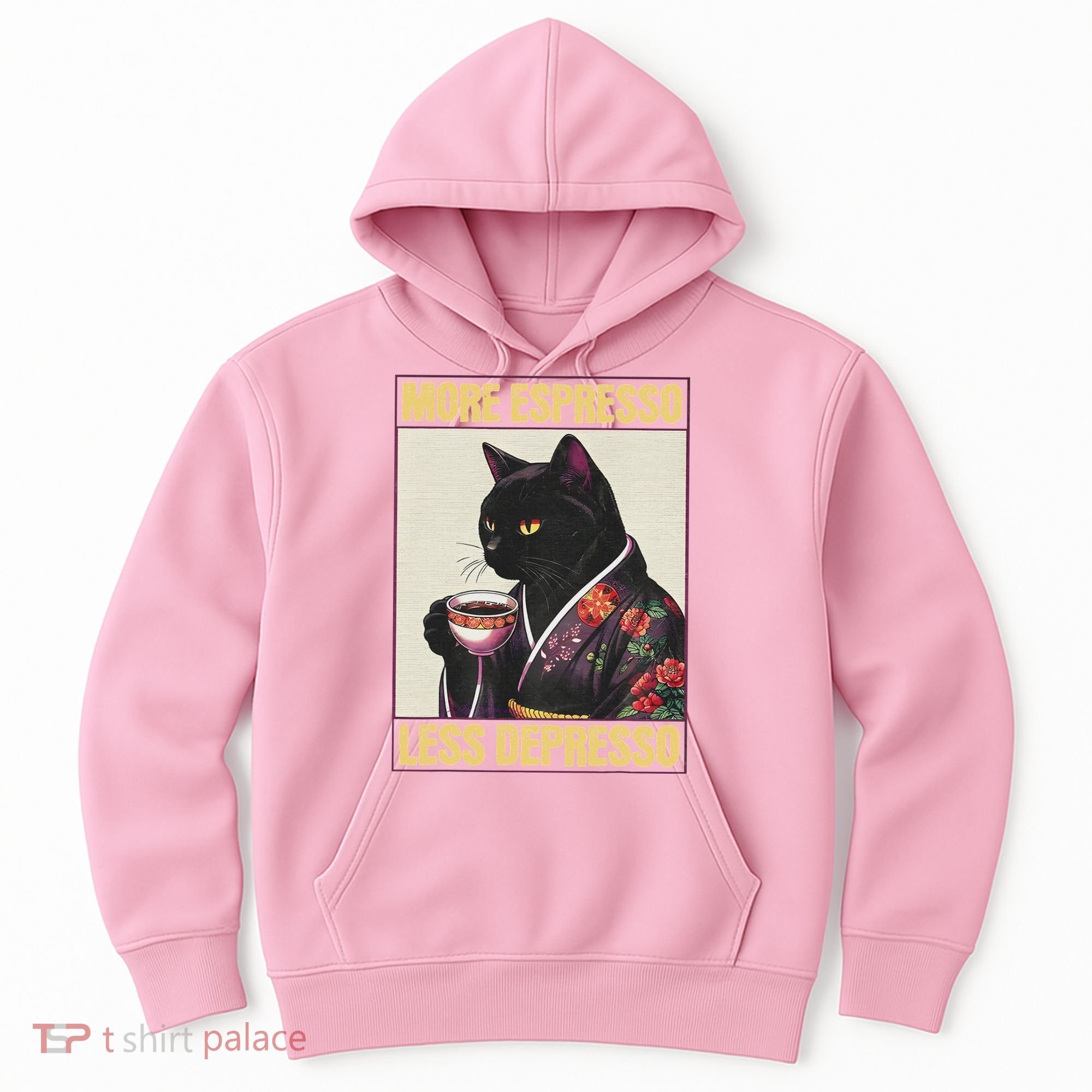More Espresso Less Depresso Kimono Cat Japanese Hoodie