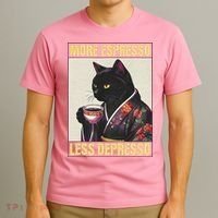 More Espresso Less Depresso Kimono Cat Japanese T-Shirt thumb 3