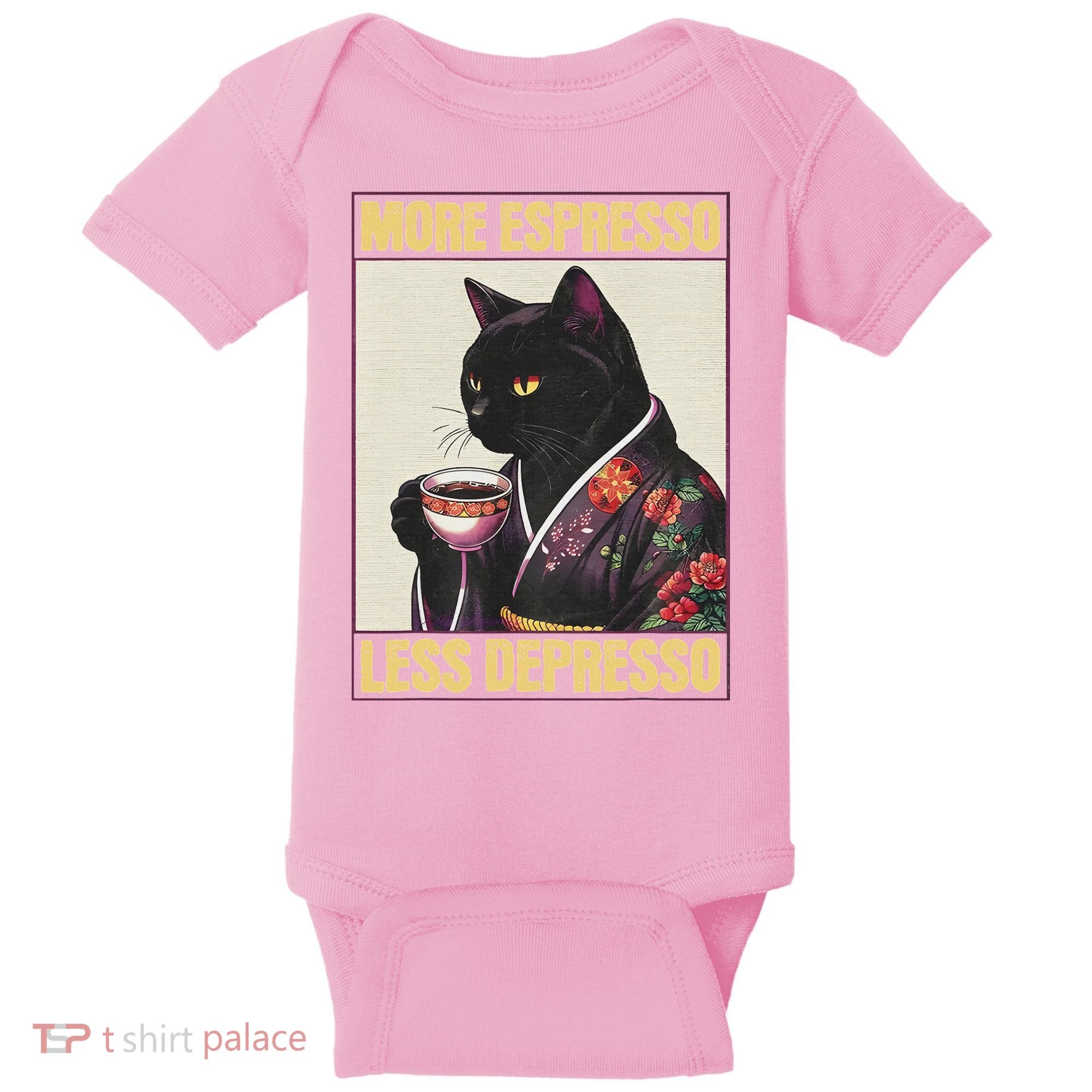More Espresso Less Depresso Kimono Cat Japanese Baby Bodysuit