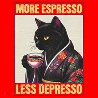 More Espresso Less Depresso Kimono Cat Japanese Santa Hat thumb 1