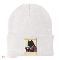 More Espresso Less Depresso Kimono Cat Japanese Beanie thumb 0