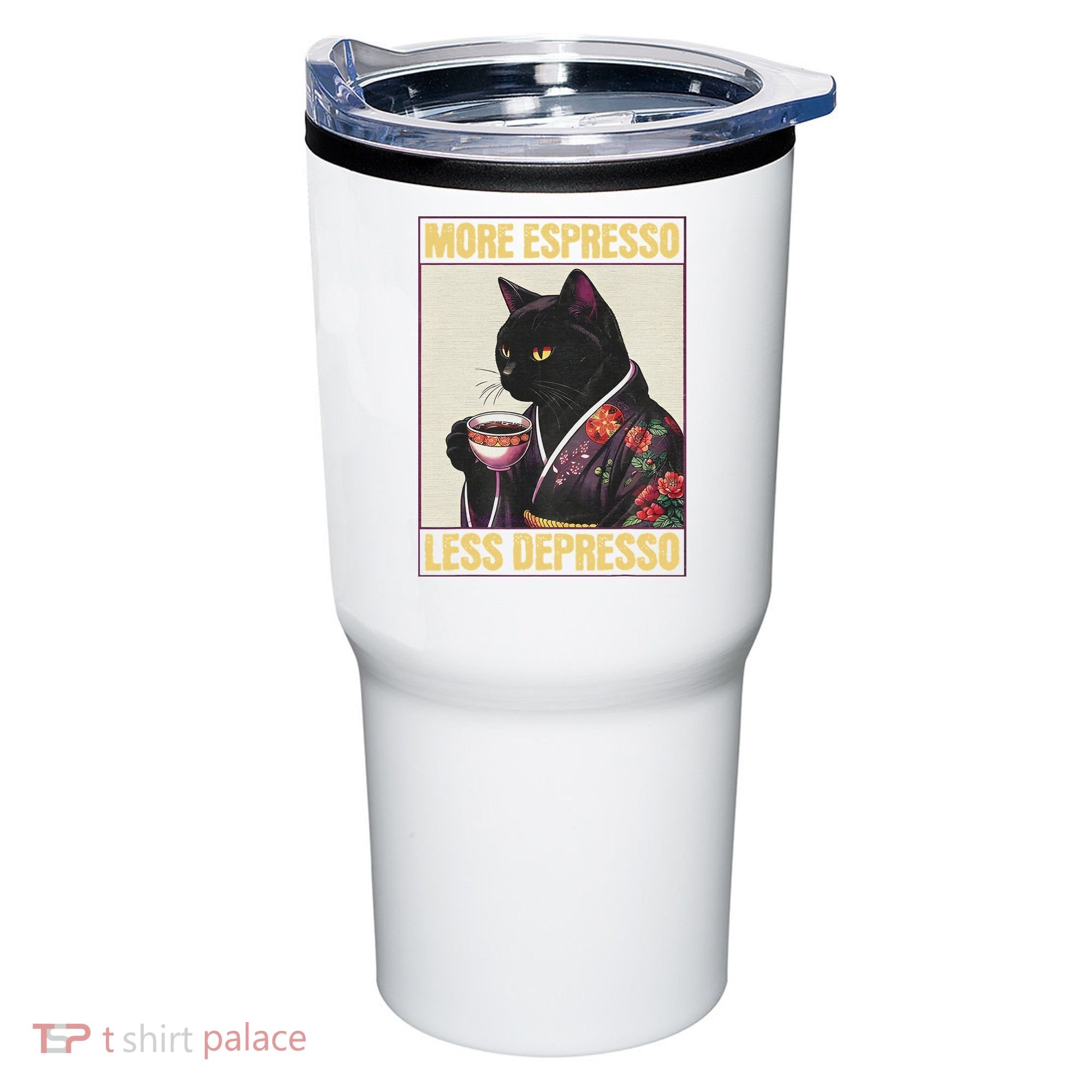 More Espresso Less Depresso Kimono Cat Japanese Tumbler