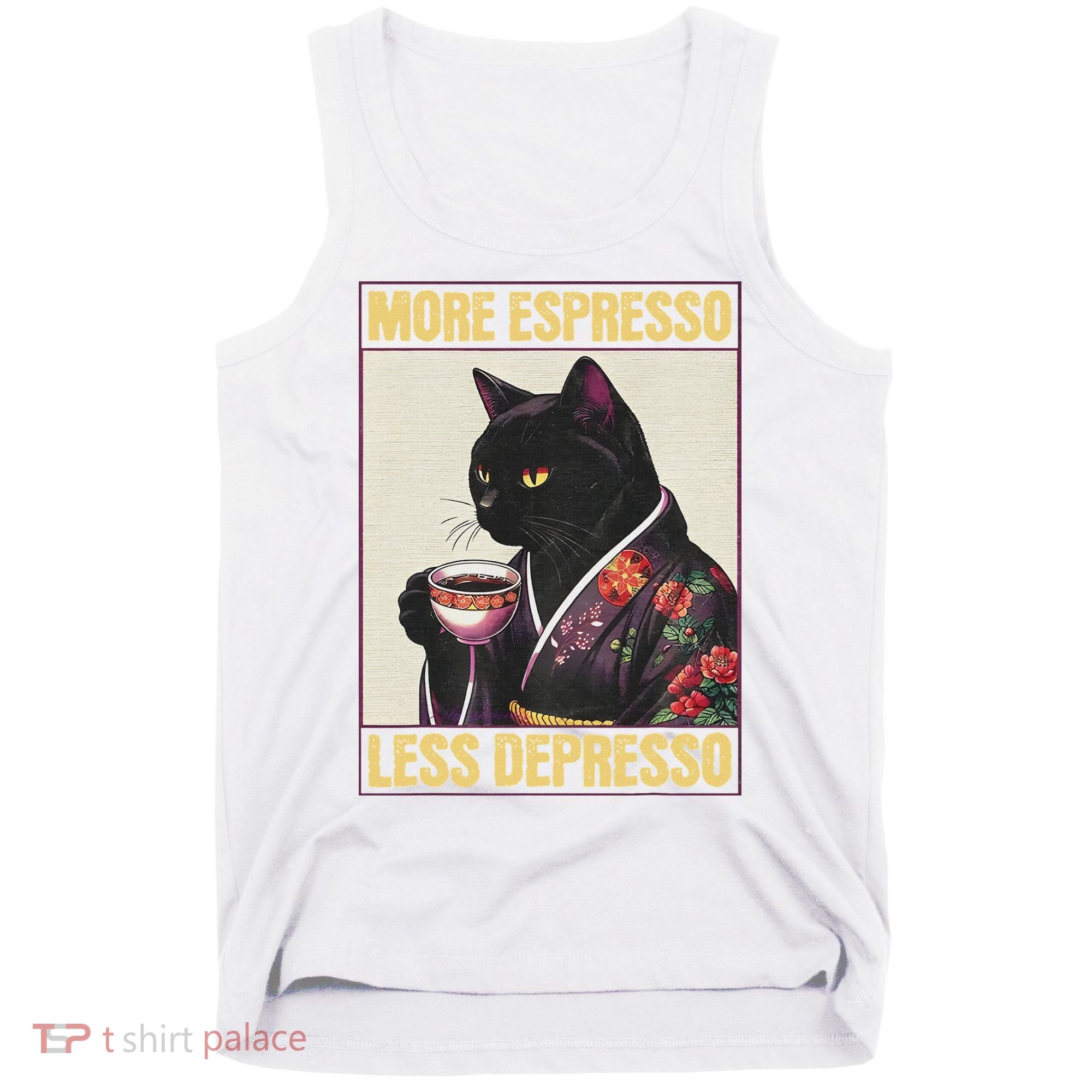 More Espresso Less Depresso Kimono Cat Japanese Tank Top