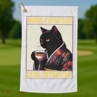 More Espresso Less Depresso Kimono Cat Japanese Golf Towel thumb 1