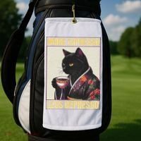 More Espresso Less Depresso Kimono Cat Japanese Golf Towel thumb 2