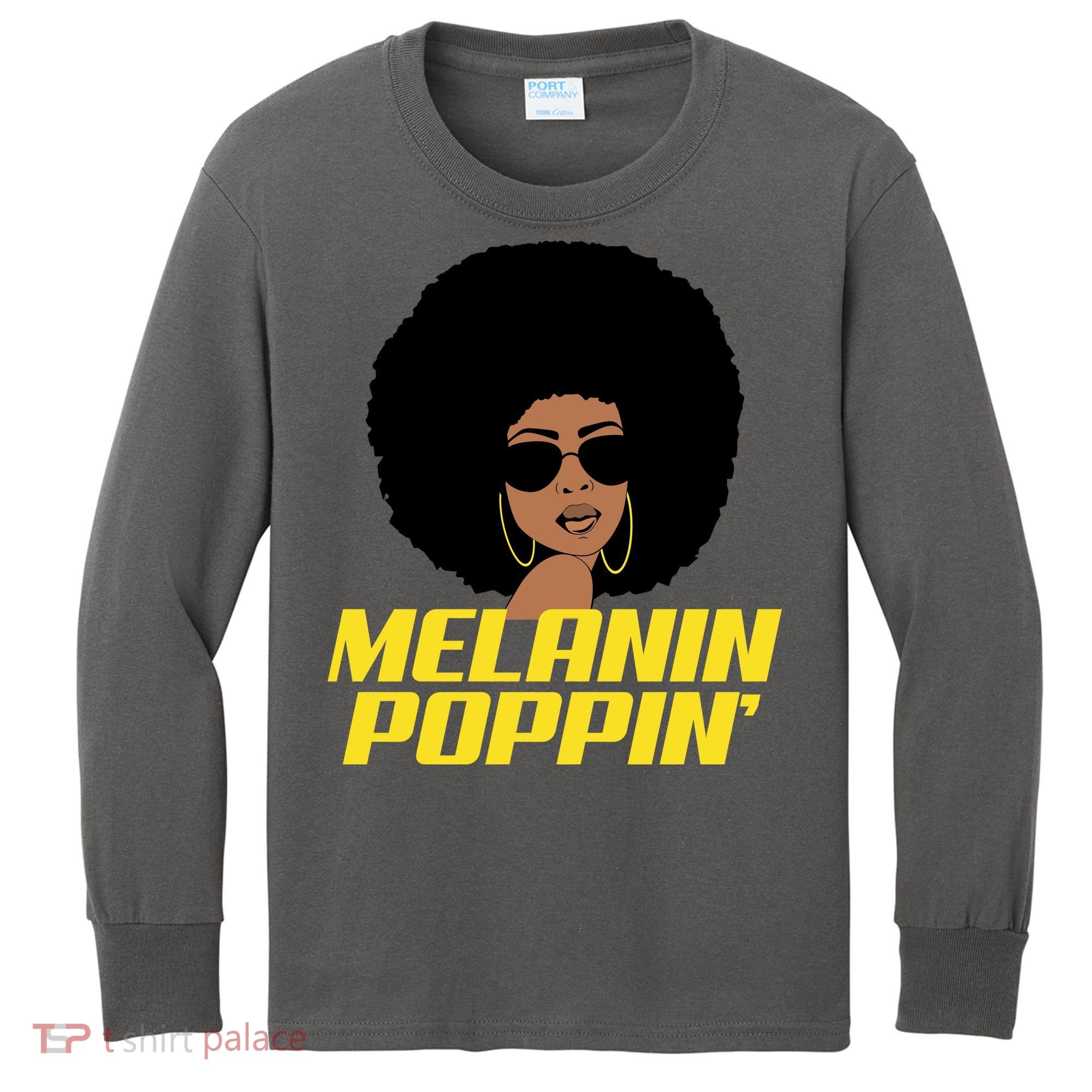 Melanin Poppin Proud African Pride Kids Long Sleeve Shirt