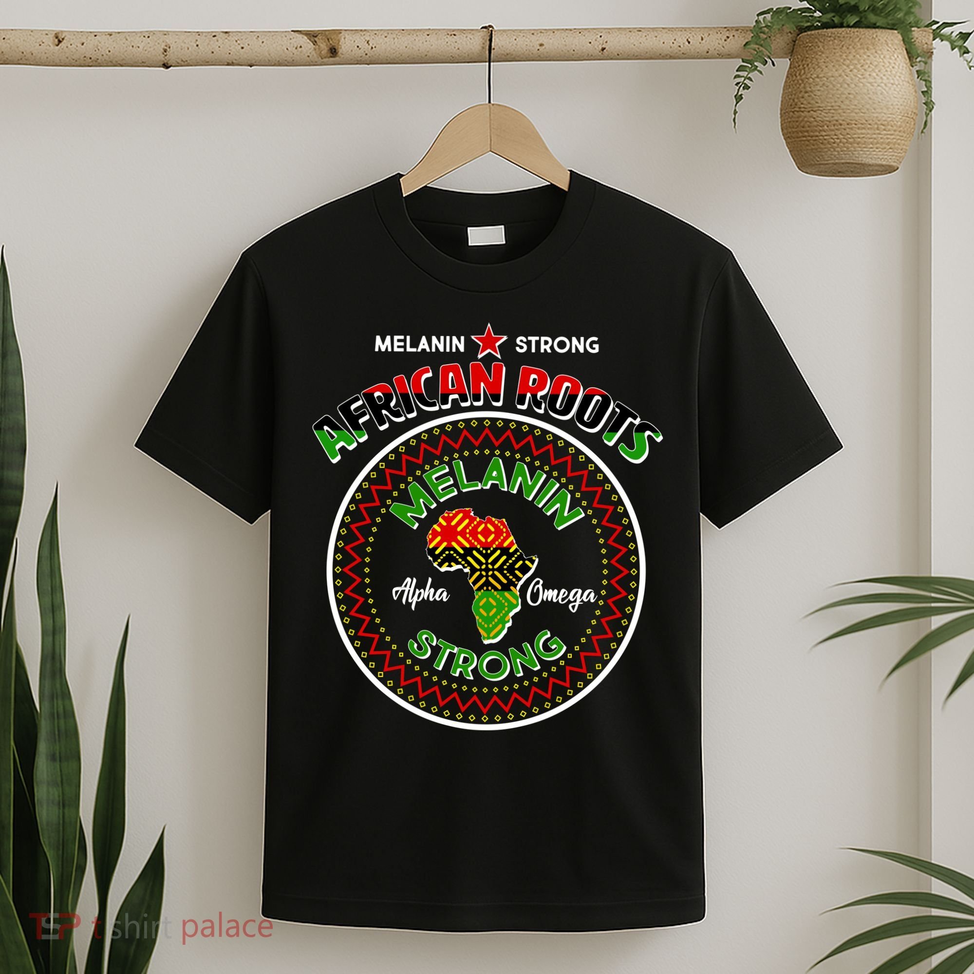 Melanin Strong African Roots Emblem T-Shirt