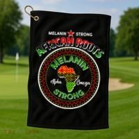 Melanin Strong African Roots Emblem Golf Towel thumb 1