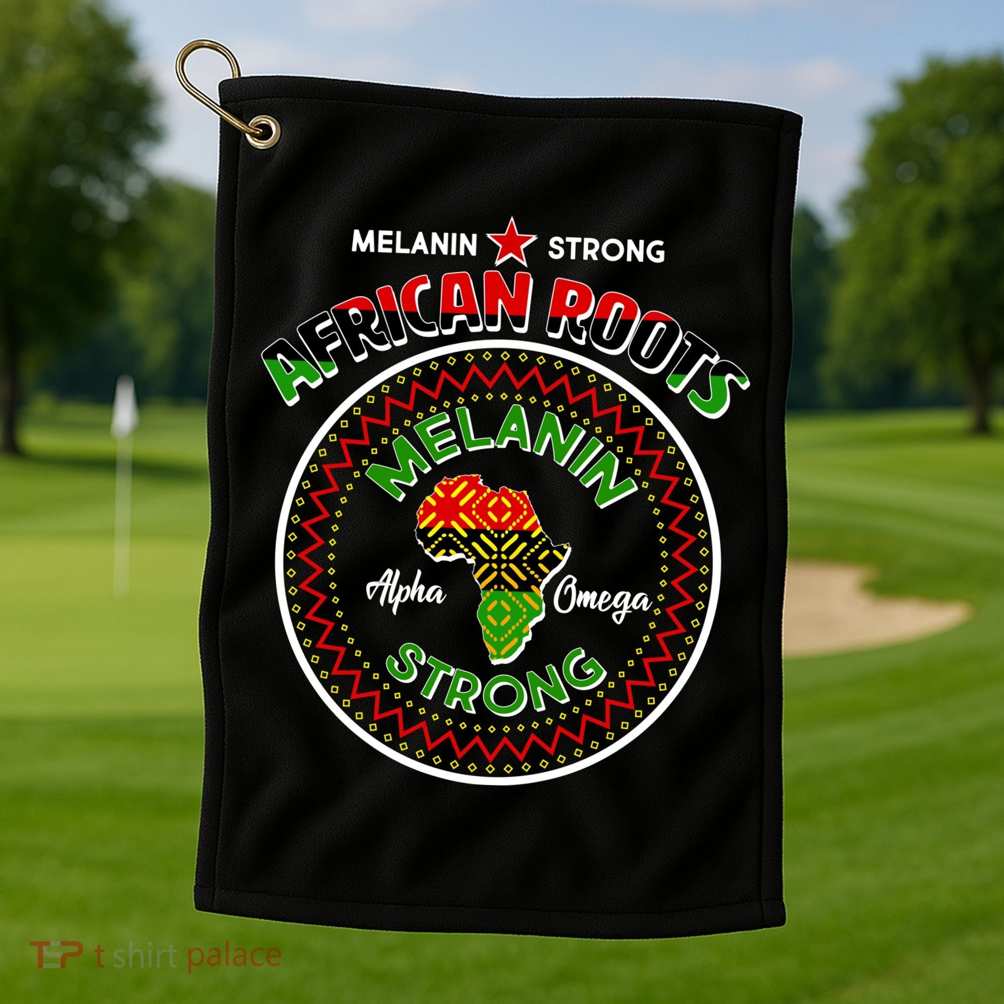 Melanin Strong African Roots Emblem Golf Towel