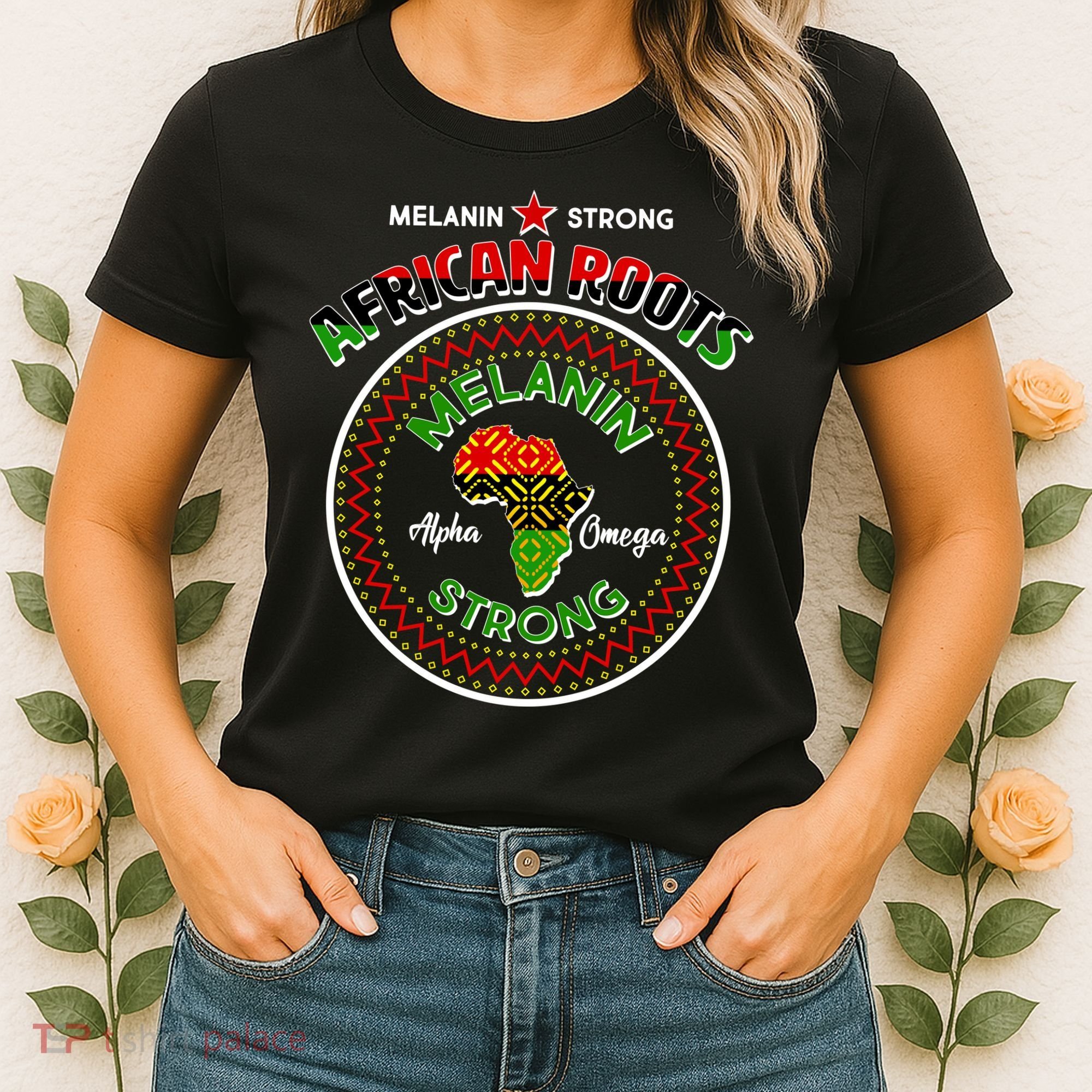 Melanin Strong African Roots Emblem Women's T-Shirt