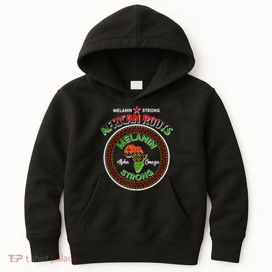 Melanin Strong African Roots Emblem Kids Hoodie