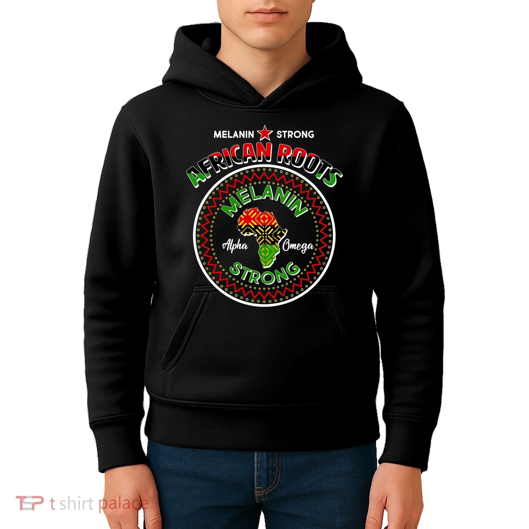 Melanin Strong African Roots Emblem Kids Hoodie