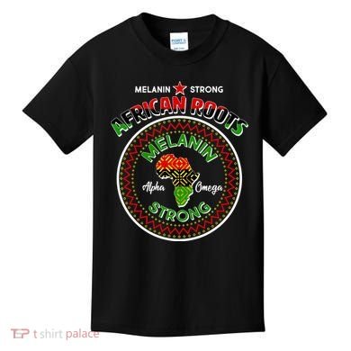 Melanin Strong African Roots Emblem Kids T-Shirt