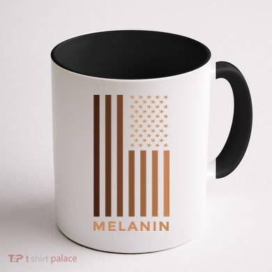 Melanin USA Flag Coffee Mug back