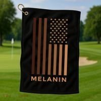 Melanin USA Flag Golf Towel thumb 1