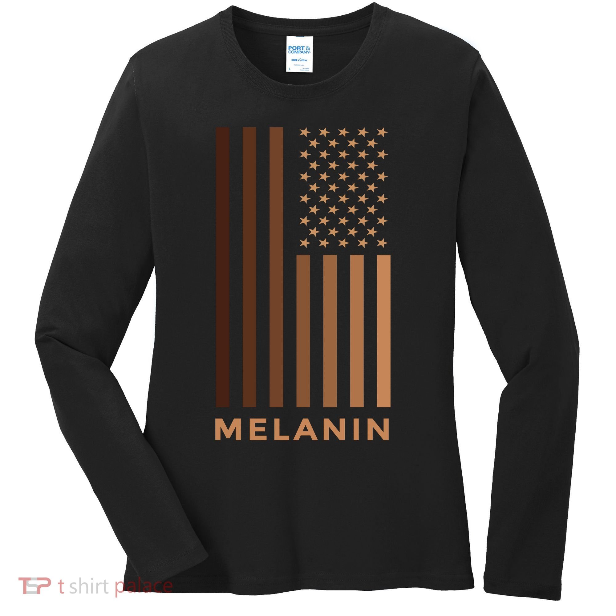 Melanin USA Flag Women's Long Sleeve Shirt