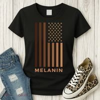 Melanin USA Flag Women's T-Shirt thumb 3