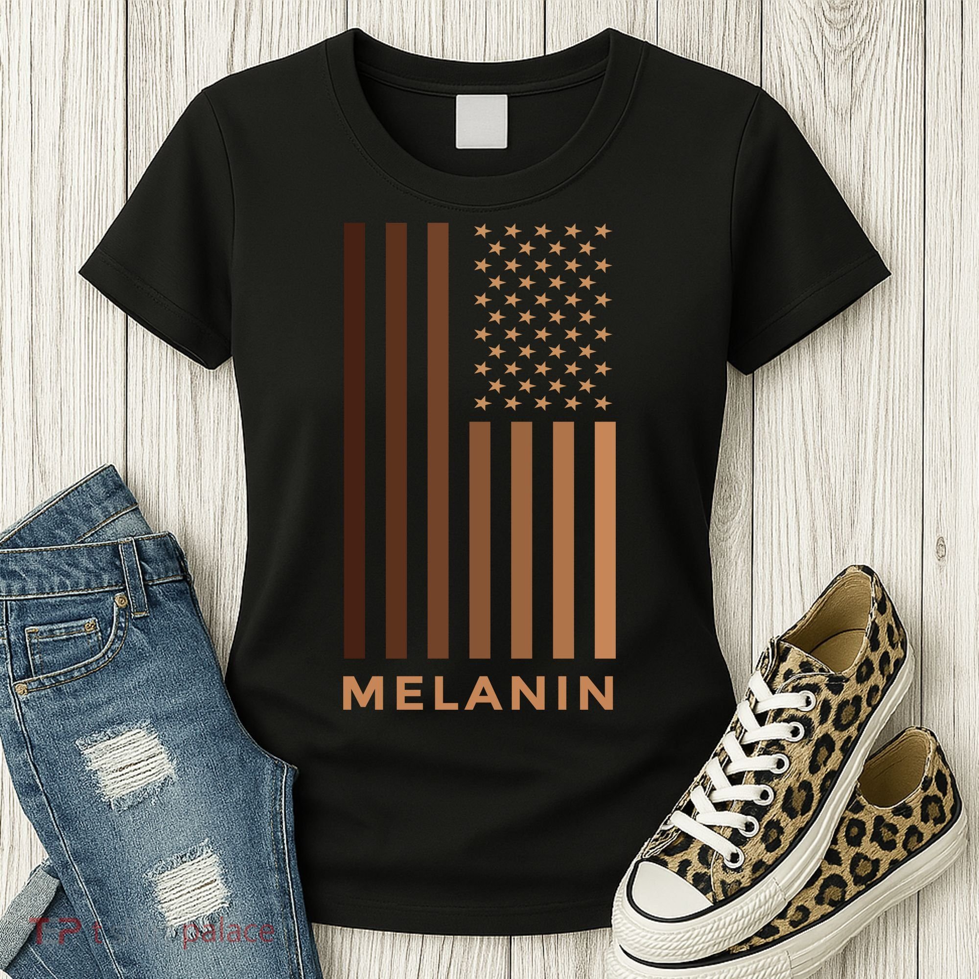 Melanin USA Flag Women's T-Shirt