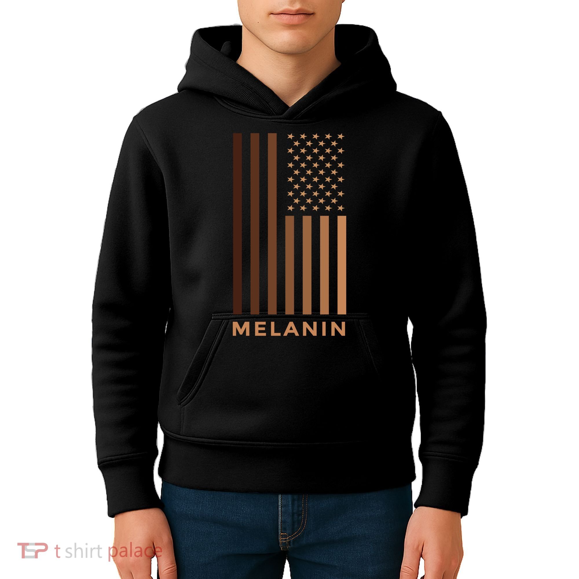 Melanin USA Flag Kids Hoodie
