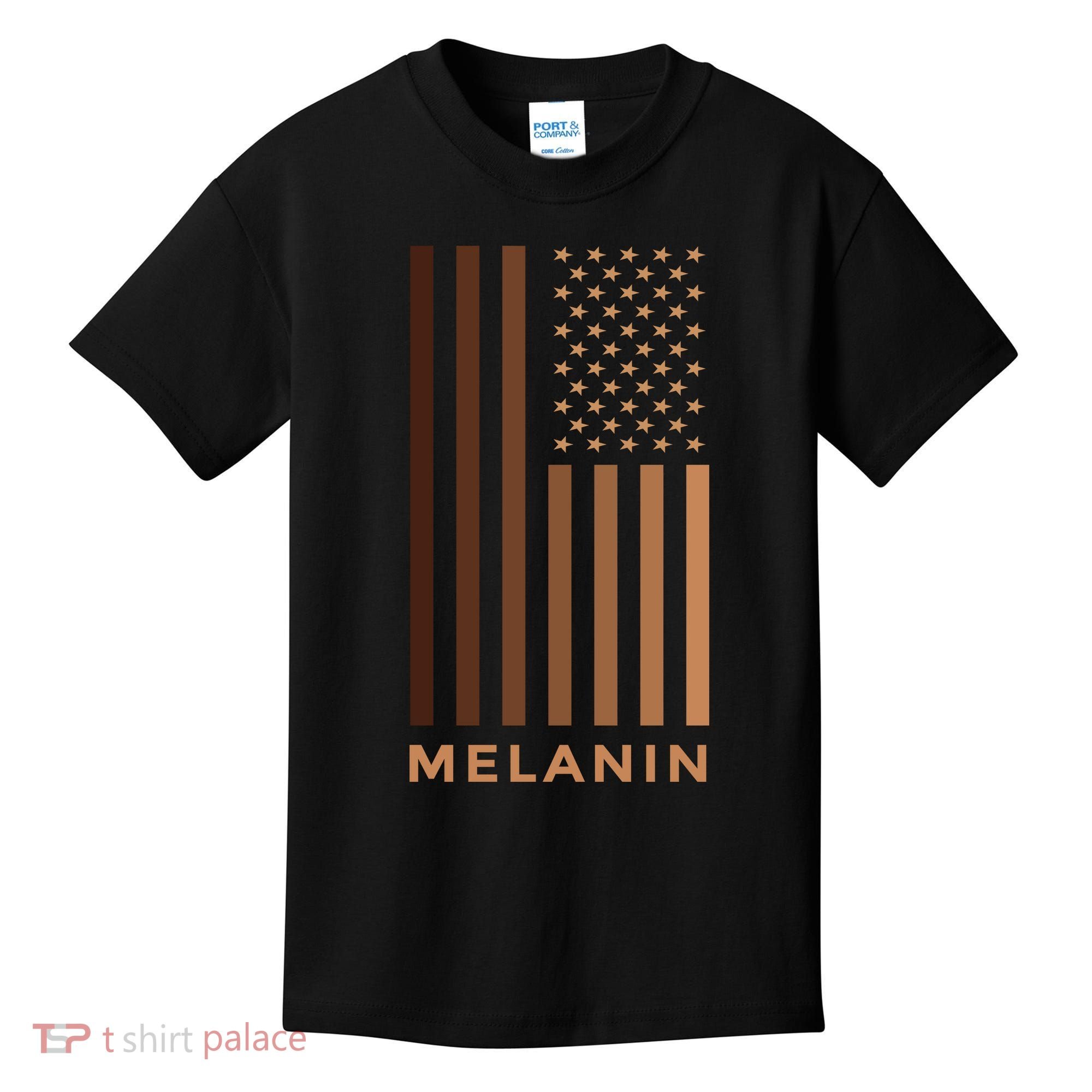 Melanin USA Flag Kids T-Shirt