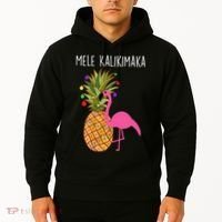 Mele Kalikimaka Flamingo Christmas Hoodie thumb 2