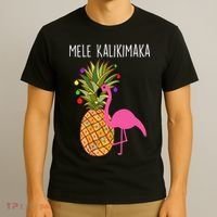 Mele Kalikimaka Flamingo Christmas T-Shirt thumb 3
