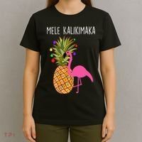 Mele Kalikimaka Flamingo Christmas T-Shirt thumb 4