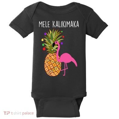 Mele Kalikimaka Flamingo Christmas Baby Bodysuit