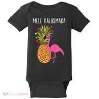 Mele Kalikimaka Flamingo Christmas Baby Bodysuit thumb 0