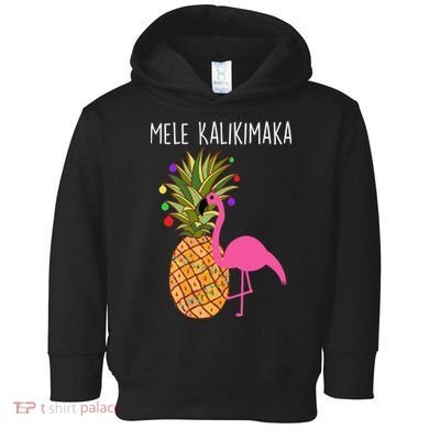 Mele Kalikimaka Flamingo Christmas Toddler Hoodie